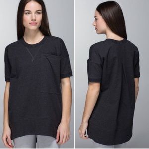 Lululemon Mudra Short Sleeve Sweat Shirt Dark Gray